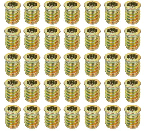QUARKZMAN 38 Piezas De Tuercas De Inserción Roscadas, M8x17mm Tuercas De Inserción Con Hexágono Interno Para Madera - Pernos De Acero Al Carbono Para Muebles
