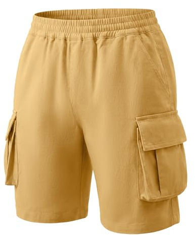 Tokeya Pantalones Cortos Cargo Niños Verano Pantalón Corto 9-10 Años, Caqui