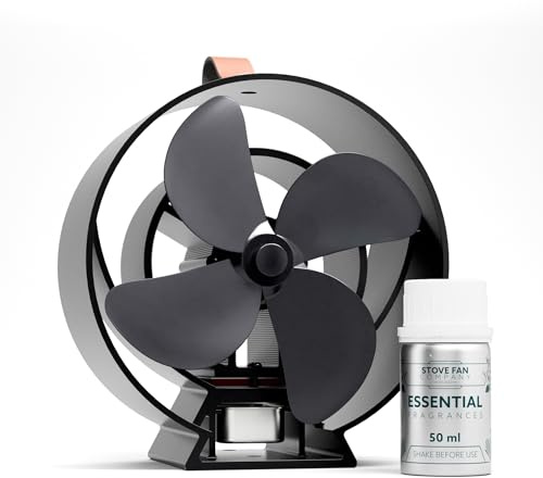 Arrows UK Stove Fan Company Satin Black Viking Ember Heat Powered Stove Fan - Thermoelectric Eco Fan For Wood Burners, Log Burners & Multi-Fuel Stoves with Built-In Fragrance System