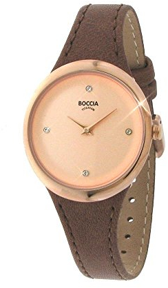 Boccia Damen Analog Quarz Uhr mit Leder Armband 3276-04