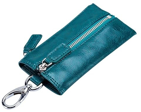iSuperb Schlüsseltasche Schlüsselmäppchen Leder Schlüsseletui Autoschlüssel Tasche Geldbörse (blau)
