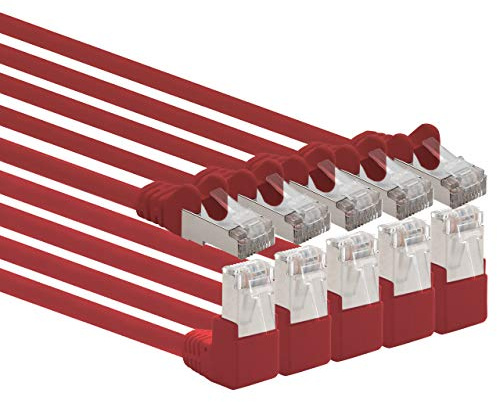 1aTTack.de 366209 Cat.6 Netzwerkkabel Winkel 90 Grad 3,0 m - rot - 5 Stück - Cat6 Patchkabel (SFTP PIMF) 1000Mbit/s Rj 45 Stecker - 5 x 3,0 m Meter rot