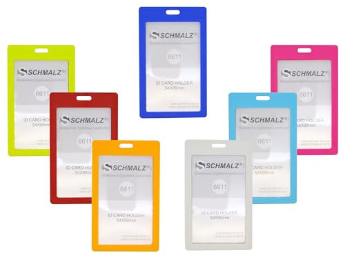 Schmalz® 50 STÜCK Ausweishülle TULLA Kartenhalter Ausweishalter aus Hartplastik Hochformat Vertikal Werksausweis Schülerausweis neu (bunt gemischt)
