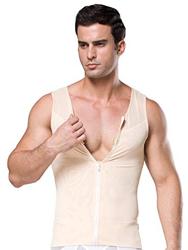 BaronHong Camisa de compresión de Pecho Original para Hombre con Cremallera Ocultar Las Moobs de ginecomastia (Desnudo, M)