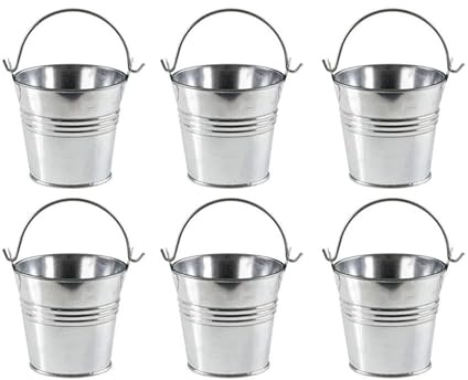 6Pcs Mini Secchio di Metallo, Mini Secchi, Secchi Piccoli in Metallo Zincato