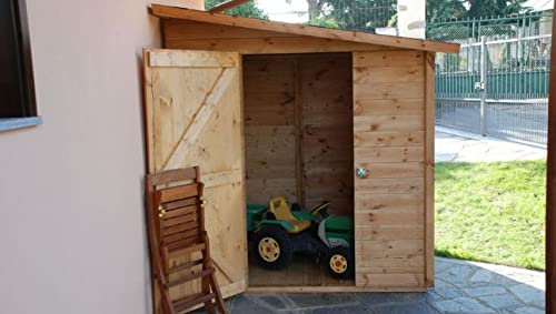 Compribene Casetta in Legno per ricovero Attrezzi 194 x 164 x H 210 cm sp. 20 mm addossata Maxi