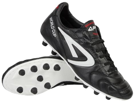 World Cup Black - Botas de Fútbol de Piel de Canguro Natural - Suela Mix, con Tacos de Aluminio, terrenos húmedos - Negro - 44