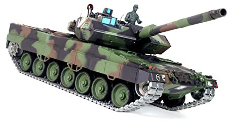 ES-TOYS RC Panzer German Leopard 2A6 Heng Long 1:16 mit R&S, Stahlgetriebe und Metallketten V7.0 - Upg-A