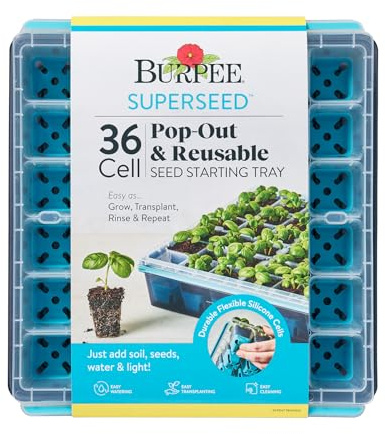 Burpee SuperSeed Seed Starting Tray | 36 Cell Reusable Seed Starter Tray | for Starting Vegetable, Flower & Herb Seeds | Indoor Grow Kit for Plant Seedlings | for Germination Success