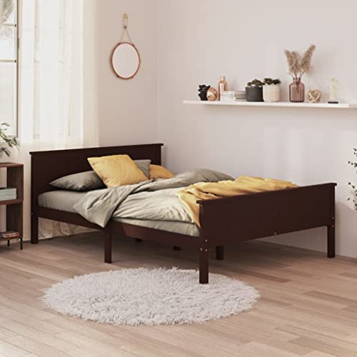 vidaXL Massivholzbett Bett Holzbett Doppelbett Bettrahmen Lattenrost Bettgestell Schlafzimmerbett Schlafzimmermöbel Dunkelbraun Kiefer 160x200cm