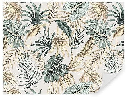 Tapeko - Papier Peint Panoramique 310x210 cm 3D Effet style Jungle Tropical Feuilles Plantes Papier Peint intissé Chambre Salon Décoration Murale u53258