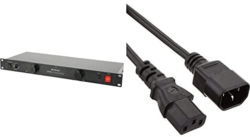 Citronic CPD-8C 8 Way IEC Power Conditioner with RFI/EMI Filter, Black & C2G 2 Metre 18 AWG Computer Extension Cord (IEC320C13 to IEC320C14) 6 Foot Kettle Lead/Power Cable, Black