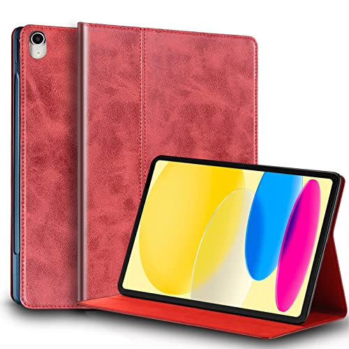Gexmil Leder Hülle für iPad A16 11th Gen 11 2025,iPad 10th Gen 10.9 2022 | Smart Leder Cover/Flip,Auto Schlaf/Aufwachen,Schutzhülle Einstellbarer Ständer,Stoßfest,Rutschfest,Rot