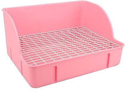 Colcolo Kaninchentoilette für Käfig, Töpfchentrainer, spritzwassergeschützt, Ecktoilette, Käfig, Toilette, Bettwäsche, Box für Chinchillas, Frettchen, ROSA