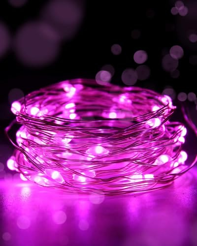 Yizhet Stringa Luci Led, 10M Luci Filo di Rame con 100 Led Rosa a USB Impermeabile per Natale, Matrimonio, Feste, DIY