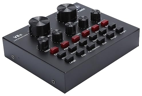 Leapiture Tarjeta De Sonido V8 para Transmisión En Vivo, Interfaz De Audio con Puerto USB para Teléfono Móvil, Ordenador Multifunción, Material ABS para Dispositivo De Grabación De Audio