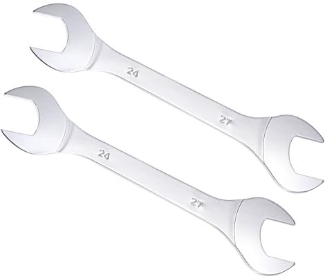 CoCud Llave de Boca Abierta Delgada, Métrica 24mm x 27mm, Llave Delgada de Doble Extremo - (Aplicaciones: para Tuercas Delgadas, Espacios Estrechos), 2 Piezas