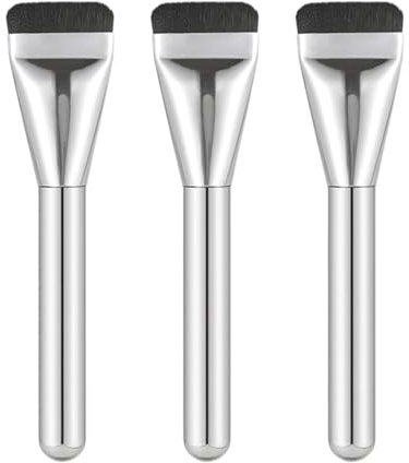 NTRUXZP 3 Pièces Pinceau Fond de Teint à Angle Large et Plat, Foundation Brush, Pinceau Masque, Pinceaux Maquillages Fond de Teint Professionnel pour Visage, Pinceau Anti Cerne