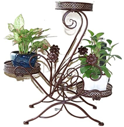 CCYENG Pflanzenständer Pflanzenregal Pflanzentisch 3-stöckig Schmiedeeisen Blumenständer Balkon Blumentopfhalter Pflanzenständer Wohnzimmer Deko Pflanzenhalter Blumens