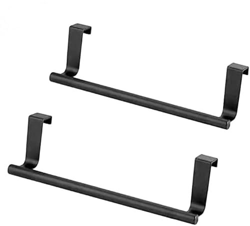 Yitobici Toallero Sin Taladrar, Barra de Toalla para Puerta de Baño y Dormitorio, 23 cm, para Cocina, 2 Unidades (Negro)