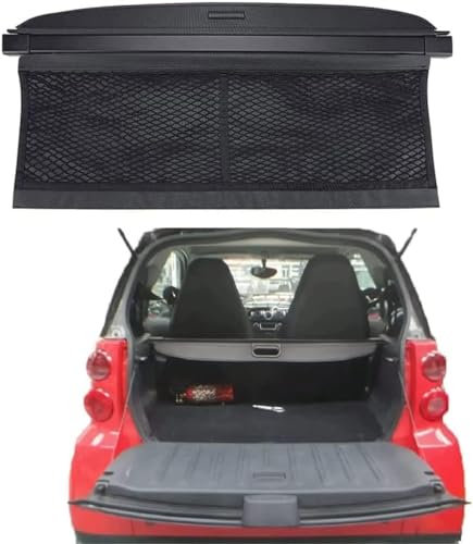 ZHAOWLI Kofferraum Schutz Abdeckung Cargo Cover für Smart 451 Fortwo 2007-2014, Auto Einziehbarer Laderaumabdeckung Kofferraum Kofferraum-Hutablage