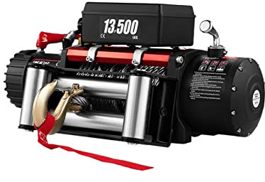 Verricello elettrico 13.500 libbre / 6123,5 kg 12 V, con fune da 24 m, verricello elettrico, paranchi elettrici con telecomando wireless (fune in acciaio for impieghi gravosi)(1500W with control)