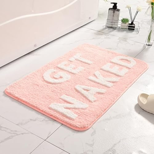 Boriad Get Naked Badematte 50x80 cm,rutschfest Waschbar Badteppich Spaßig, Mikrofaser Duschvorleger Absorbierende,Weiche Badezimmerteppich,Rosa