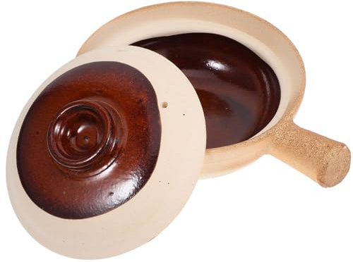 PRETYZOOM Cuiseur à Œufs Céramique Pot Terre Cuite Avec Couvercle Cocotte Pour Micro-ondes Et Cuisson Des Ragoûts Et Soupes Plat à Four Pour Pâtes Et Salades