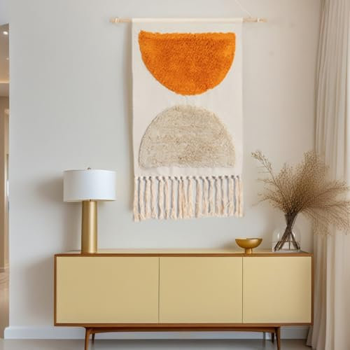 FMIYJUN Arazzo boho decorativo da parete macramè da appendere alla parete con nappa, stile alla moda, adatto per camera da letto, asilo, appartamento, dormitorio, 50 x 85 cm (C1)