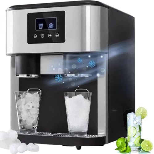 1.8L Electric Ice Crusher, Countertop Ice Cube Maker and Water Dispenser, 16 Ice Cubes in 9 Mins, 2 Sizes of Ice, 15 KG in 24 H, LCD Touch Panel, for Iced Tea, Coffee, Home, Kitchen, Office, Bar(Black