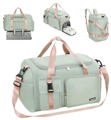 Cozary Borsa Palestra Uomo Donna - 42L Grande Borsone Sportivo - Tessuto Oxford Impermeabile - Borsa Fitness 3 in 1 - Design Multiscomparto - Per Viaggi Palestra Affari - Verde