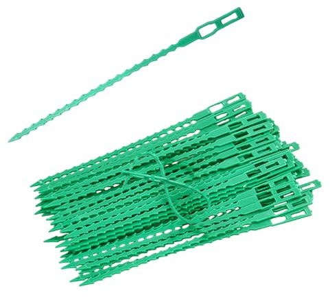 KLINNA 100 Stück Gartenzubehör Verstellbare Pflanzenbinder Grün – Universal-Befestigung für Tomaten, Ranken, Sträucher – Langlebige Anbinder 23cm – Praktische Pflanzen-Clips Wiederverwendbar