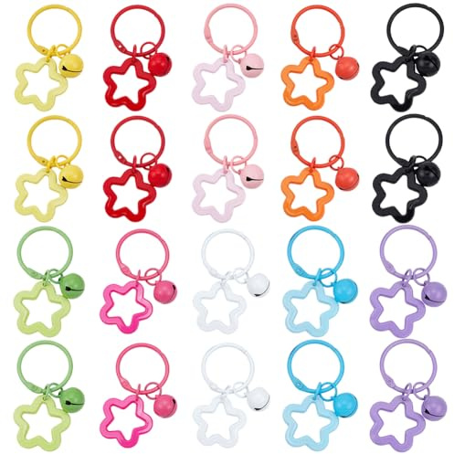 Beebeecraft 20 pz 10 colori Portachiavi A Forma di Stella In Acrilico Colorato Campanella Stelle A Cinque Punte Portachiavi Color Caramella Chiusura Clip Portachiavi Ciondolo Borsa per Donna Auto