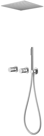 BiaoTeng Set de Ducha Empotrable agua Fría y Caliente Laton Alcachofa de Ducha Empotrada Techo Cromada
