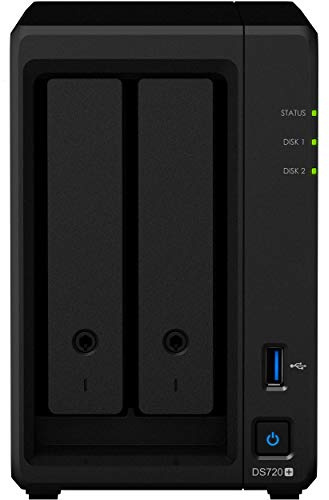 Synology DiskStation DS720+ NAS Server for Business with Celeron CPU, 6GB Memory, 4TB HDD Storage, DSM Operating System