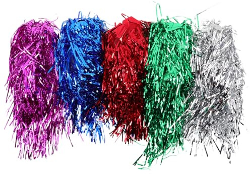 BEBEMOKO Lametta Partyperücken 5 Stück Aus Strapazierfähigem Pet Material Bunte Cheerleader Perücken Für Männer Frauen Cosplay Und Festdekoration