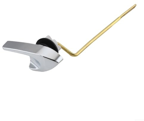 Yhenlovtt Zinc Alloy Lock Tank Yellow Lever with Brass Toilet Nut for Side or Front Mount Finish Silver and Flush Installation Replacement Handle (F)