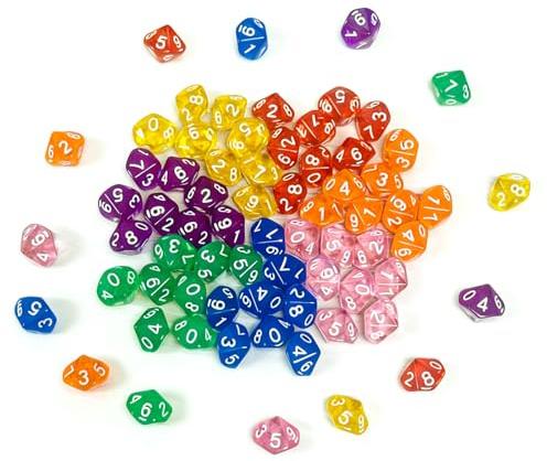 Polyesterkub set 60 stycken akryldice färgglada D10 tärningar för D & D/RPG/MTG bord spel board games card game rollspel för underhållningsaktiviteter familjesammankomster fritidsplatser