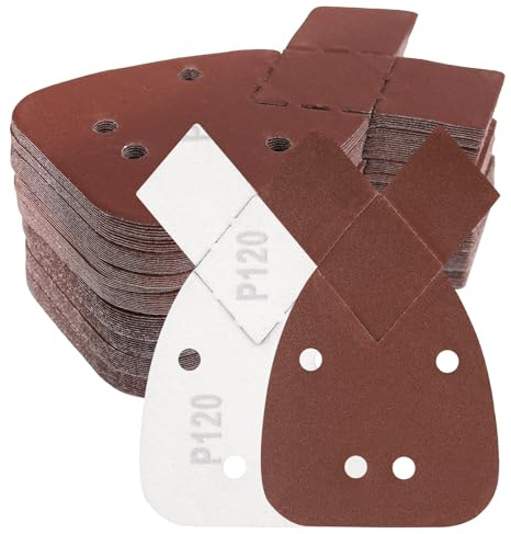 Lijas Para Lijadora Triangular, 80 Hojas Granos 80/120/240/320 | Papel de Lija Para Lijadora Mouse, 2 Cabezales Intercambiables, Velcro, Apto para Madera, Metal y Plástico