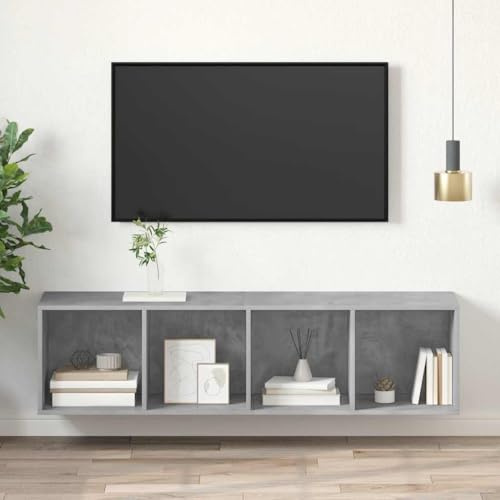 Boltkex TV-väggskåp, betonggrå av trämaterial 37 x 37 x 142,5 cm, 4 fack, för TV-mottagare och HiFi-hylla, lagringsutrymme och ordning i vardagsrummet