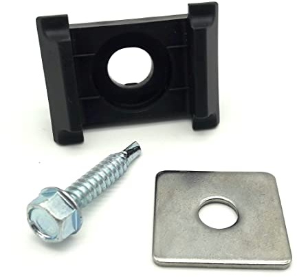 20x Auflagebock + Klemmplatte + Bohrschraube für Doppelstabmattenzaun Zaun Eck. schwarz 9 mm