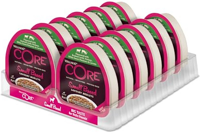 Wellness CORE Small Breed Savoury Medleys – lamm och vilt – 12 x 85 g – Våtfoder för små hundar – även lämplig som bäddmadrass – naturlig och kornfri våt hundmat – inget tillsatt socker