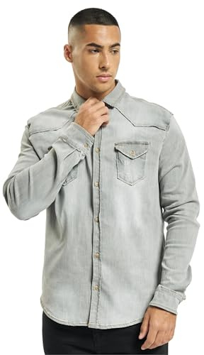 Brandit Riley Denim Shirt Long Sleeve, Color: grey denim, Size: XXL