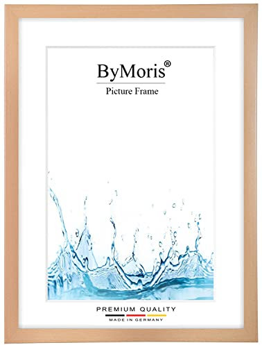 ByMoris Cadre photo sur mesure 24 x 32 cm en Hêtre naturel avec verre acrylique antireflet, poster affiche puzzle portrait cadre bois