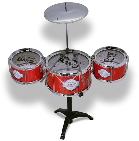 Bontempi | RhythmPro - Set Drum con 3 Tamburi e Piatto per Piccoli Percussionisti, 530x240x600 mm