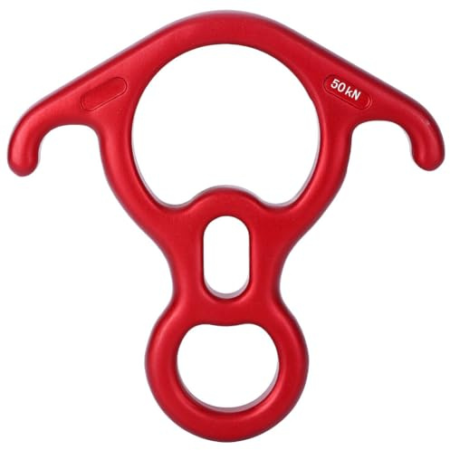 MAGT Discensore Arrampicata, 50KN Attrezzatura da Arrampicata di Alluminio Otto Discensore Rappel Dispositivo per Arrampicata Calata Assicuratore Alpinismo (Rosso)