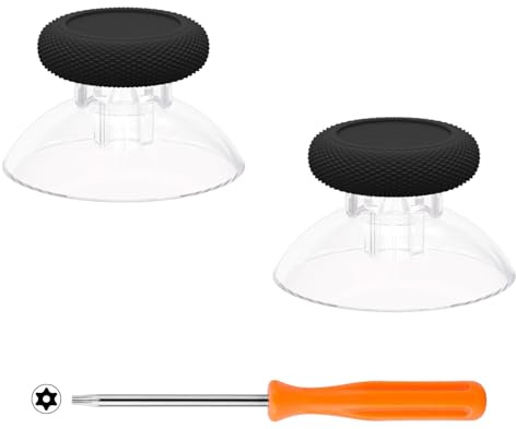 eXtremeRate Replacement Thumbsticks for Xbox Series X & S Controller, Joysticks Repair Kit for Xbox Wireless Controller, Custom Analog Stick Buttons for Xbox One S/X/Elite Controller - Black & Clear