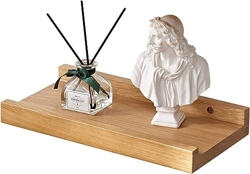 Gieanoo Bilderleiste Holz, 40cm Rustikales Eiche Massiv Schweberegal Wandregal gewürzregal Wand regalbrett Hängeregal für Wohnzimmer Schlafzimmer kinderzimmer