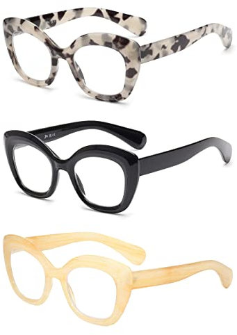 JM Lot de 3 Lunette Loupe Yeux de Chat,Lunette Anti Lumiere Bleue pour Femme Homme