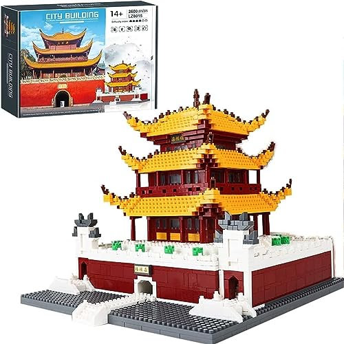Pasyru Architektur Modular Haus Bausteine, 2600 Stücke Alter Palast Architektur, Haus Bausteine Yueyang Tower Architektur Modell, Geschenk für Jugendliche und Erwachsene